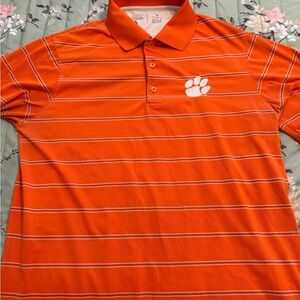 Clemson Orange Striped Polo Shirt